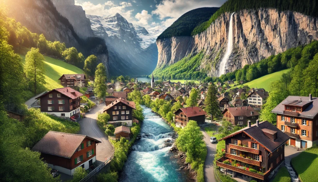 Lauterbrunnen, Swiss - desa kecil pemandangan lembah
