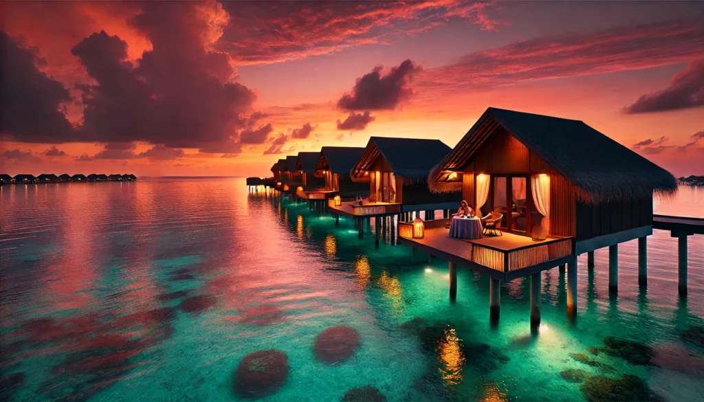Maladewa lokasi matahari terbenam romantis